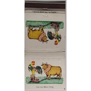 Matchbook Cover The C0ck'n Bull Hollywood Sunset Blvd Restaurant Bar CA 30 Stick
